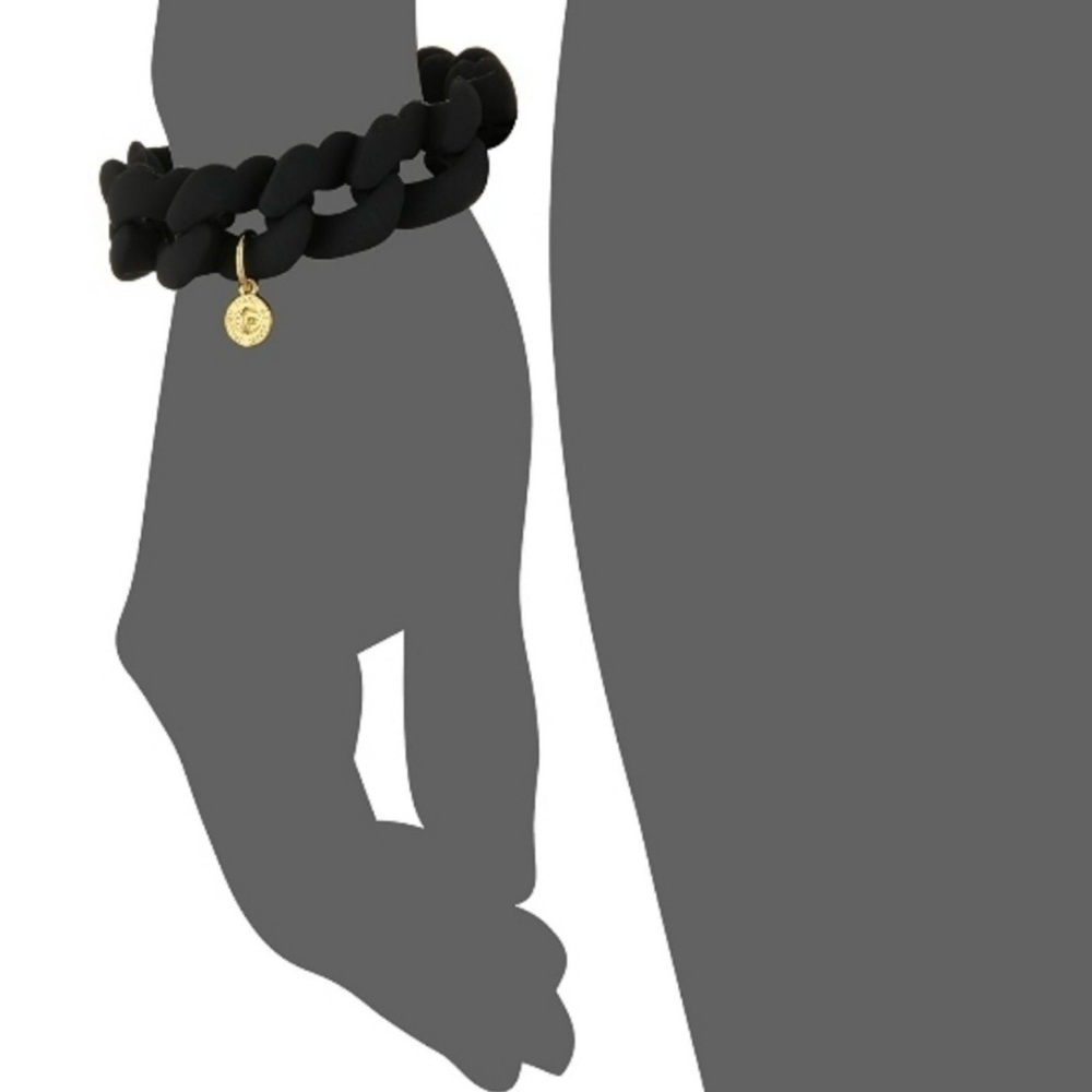 Marc by Marc Jacobs Bracelet Haute Mess Black Rubber Turnlock Stretch Charm